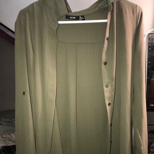 Olive green button up blouse